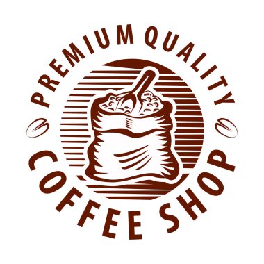 Kahve taneleri logosu - vektör çizimi, siyah arkaplan üzerine amblem tasarımı