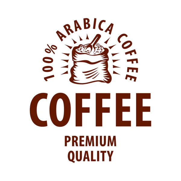 コーヒー穀物のロゴ-ベクトル図、黒の背景のエンブレムデザイン — ストックベクタ