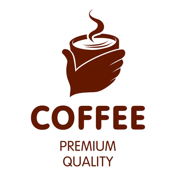 Logo Tasse Kaffee in der Hand, Stil, Zeichen, Symbol — Stockvektor