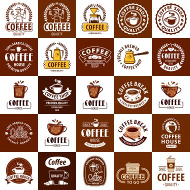 Kahve üzerine logo seti.