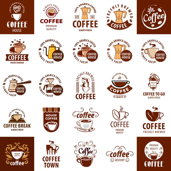 Set of logos on coffee — Stock Vector