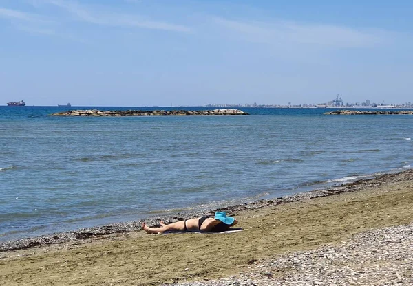Slavná Oroklini Beach Larnaca Cyprus — Stock fotografie
