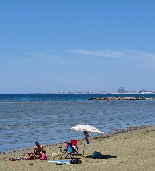Famosa Playa Oroklini Larnaca Chipre Imagen De Stock