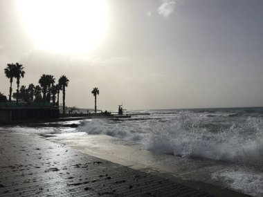 Paphos kasabasının kıyı bölgesi, Kıbrıs adasının batı kesiminde.