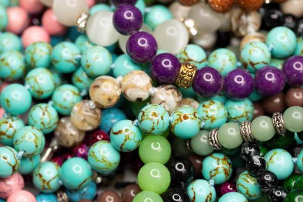 Different Colorful Beads Macro Shot Selective Focus — Stock Photo, Image