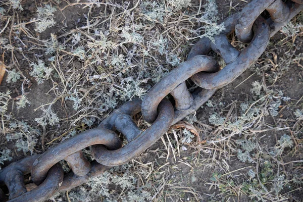 Yerdeki Eski Zinciri Kapat Makro Çekim — Stok fotoğraf