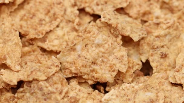 Corn Flakes Background Texture Cornflake Cereal Box Morning Breakfast Macro — Stock Video