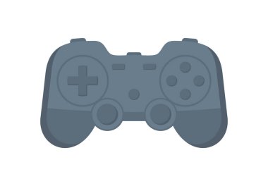 Gri oyun denetleyicisi beyaz bir arkaplanda izole edildi. Düz vektör illüstrasyonu