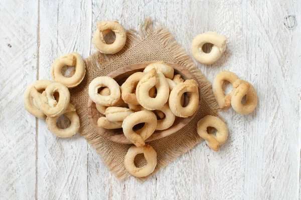 Taralli Aperitivo Italiano Tradicional Puglia Vista Superior —  Fotos de Stock