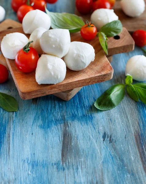 Włoski Ser Mozzarella Pomidorami Bazylią Sałatka Caprese — Zdjęcie stockowe