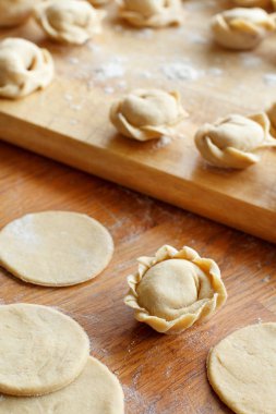 Hazırlanması, mantı, mantı, Köfte kıyma ile yakın çekim
