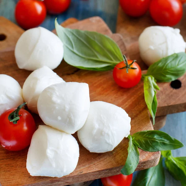 Italian Cheese Mozzarella Tomatoes Olive Oil Herbs — Stock Photo, Image