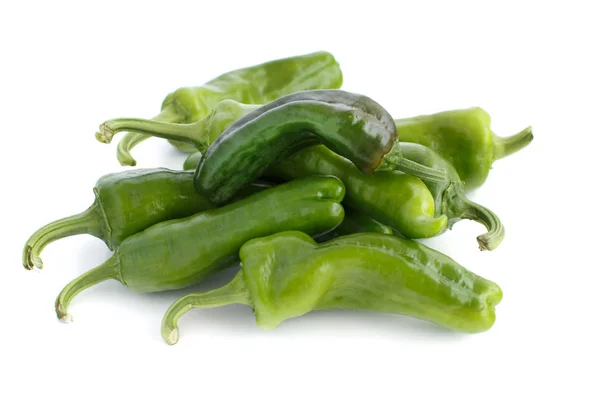 Fresh Green Peppers Farmers Market Isolated White — Stock Photo, Image