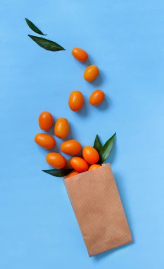 Kamkat meyve mavi bir arka plan üzerinde