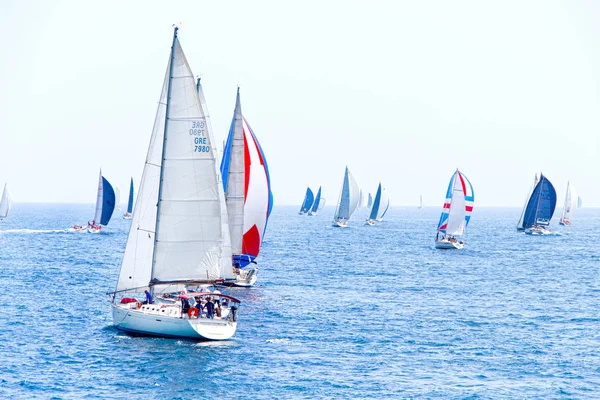 Sailing yachts during regatta  Brindisi Corfu 2019 — Stock Photo, Image