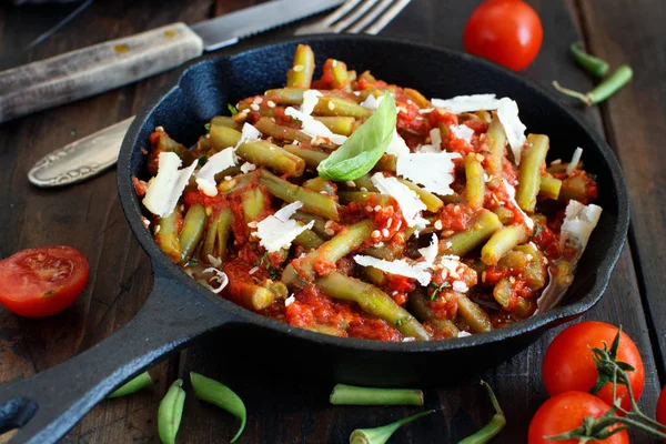 Feijão francês com tomate — Fotografia de Stock