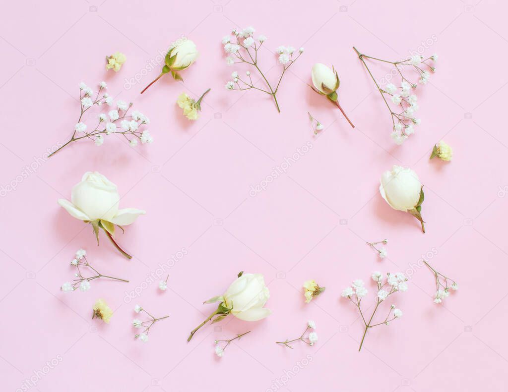 Flowers on a light pink background