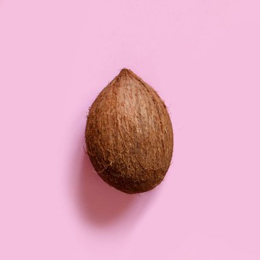 Açık pembe arka plan görünümlü hindistan cevizi.
