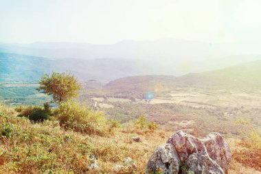 Cilento Ulusal Parkı 'nın panoramik manzarası, Campania, İtalya 