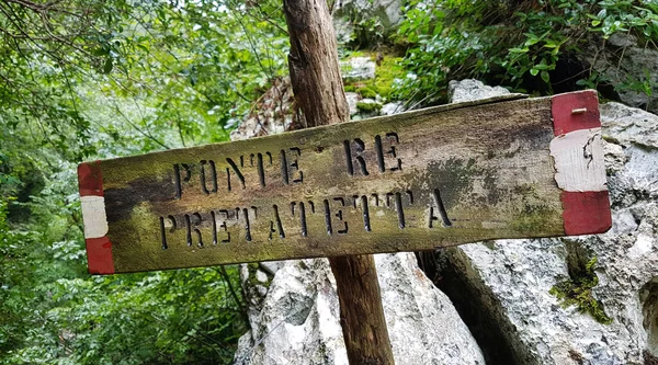 Trail Sign Met Regie Calore Rivier Campania Italië — Stockfoto