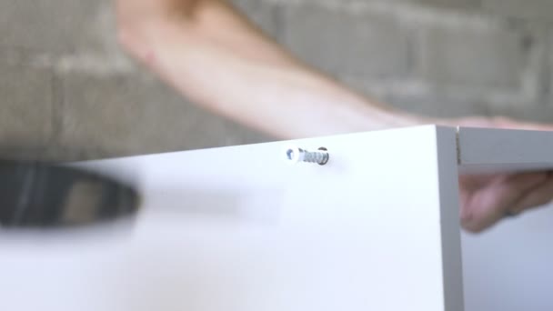 Bonding and assembly of furniture on the wooden pins — Stock Footage Bonding Assembly Furniture Wooden Pins Stock Video