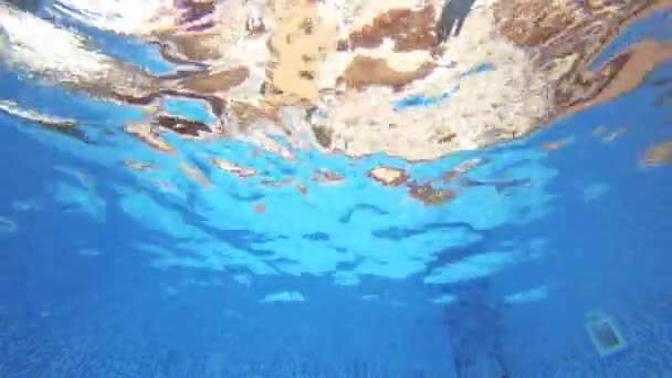 Vue Sous Eau Couple Hommes Femmes Nageant Ensemble Sous Eau — Video