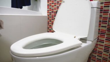 kadın ev kadını evine tuvalette temizlik yapıyor