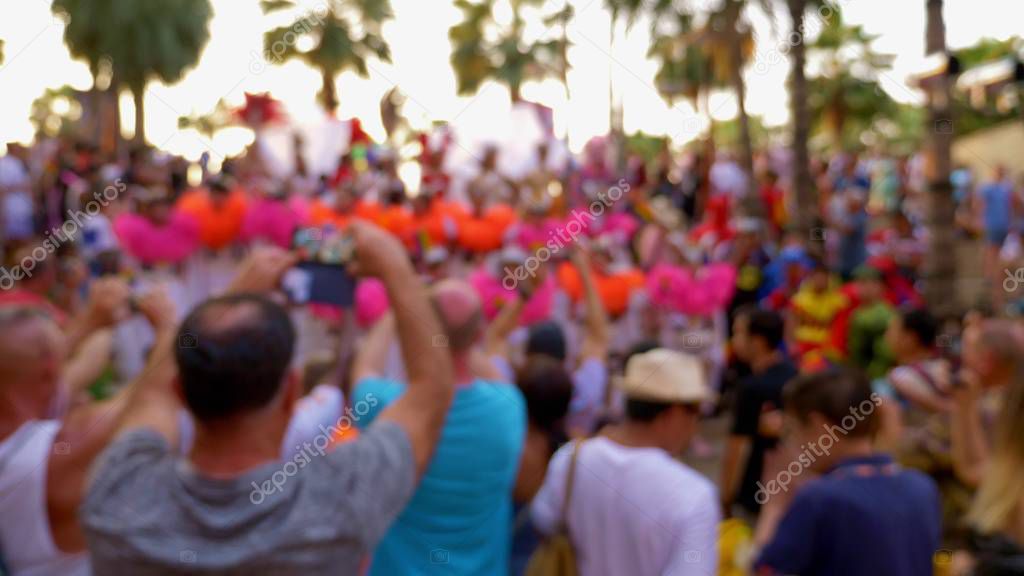 blur . gay parade. LGBT-oriented people take part in the Rainbow Parade Festival