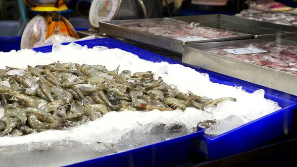 Traditioneller thailändischer Markt für Meeresfrüchte mit frischen Meeresfrüchten — Stockfoto
