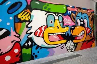 Bangkok -Tayland, 16 Kasım 2018 : Central Festi'de duvar sanatı