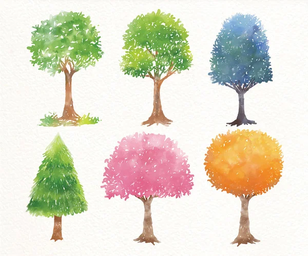 Set of watercolor trees.painting. Watercolor — Stock Vector