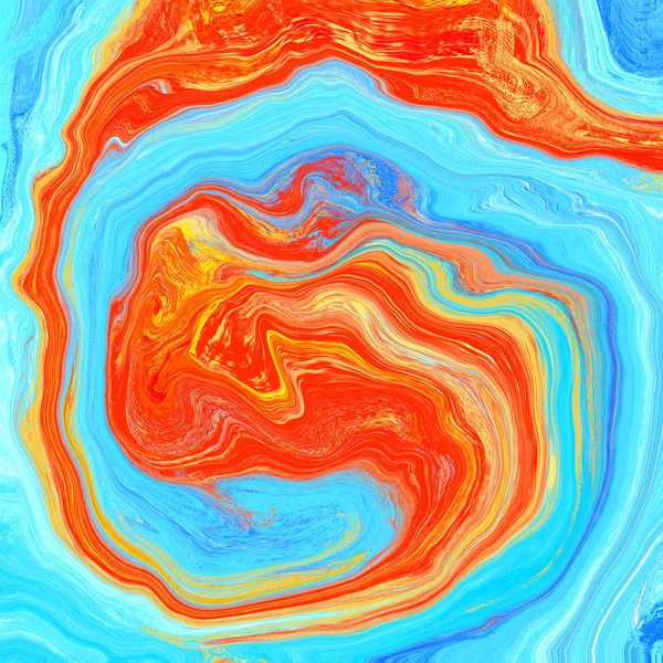 Marmer concept blauw oranje concept hand getekende schilderij. Abstract — Stockfoto