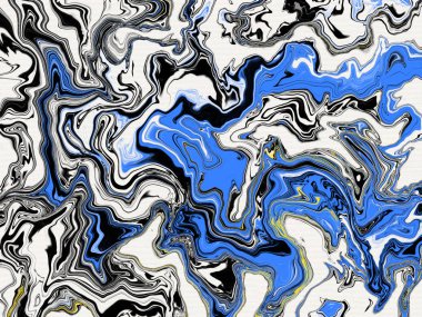 Siyah Mavi beyaz sanat Mermer konsepti El boyama çizin. Soyut