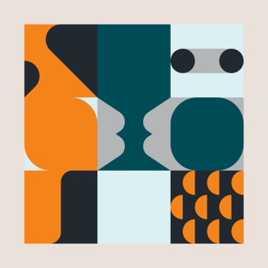 Geometrik şekiller ve elementlerle yapılan soyut sıradışı kompozisyonun modern sanat eserleri. Basit geometri vektörü arka planı web tasarımı, kartvizitler, davetiye, poster, moda baskıları için kullanışlı.