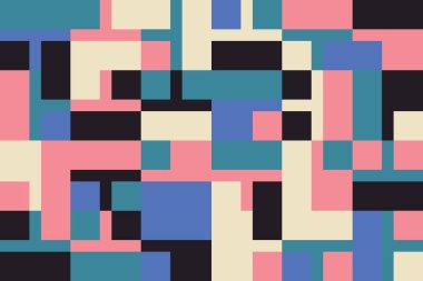 Cesur geometrik şekilli vektör soyut sembollerinin yeniden yapılandırılmış postmodern sanat eserleri, web arkaplanı, poster tasarımı, dergi ön sayfası, yüksek teknoloji baskısı, kapak resmi.