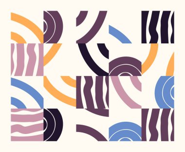 Karalama formları, basit elementler ve geometrik şekillerle yapılmış el yapımı desenler. Soyut vektör bileşimi grafikleri, dekorasyon, duvar kağıtları, kapaklar, ambalaj kağıdı vs. için kullanışlı.