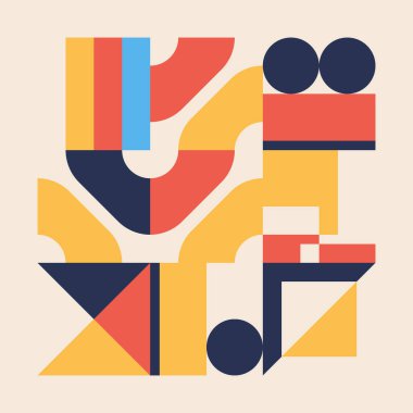 Soyut dekonstrüksiyon şekilleriyle dijital kolaj vektör çizimleri ve çeşitli arkaplanlar, poster sanatı, tekstil tasarımı, dekoratif baskılar, davetiye mektupları vs. için harika grafikler..