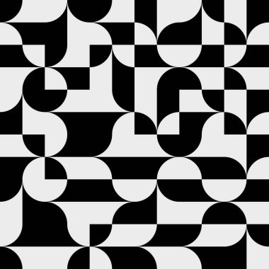 Siyah ve beyaz şekilli basit geometrik soyut vektör deseni. Geometrik grafik kompozisyonu, web tasarımı, kartvizit, davetiye, poster, tekstil baskısı, arkaplan.