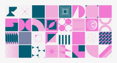 Naif el çizimi elementlerin ve basit geometrik formların toplanması, web tasarımı, poster sanatı, tekstil tasarımı, dekoratif baskı, davetiye mektubu, arkaplan.