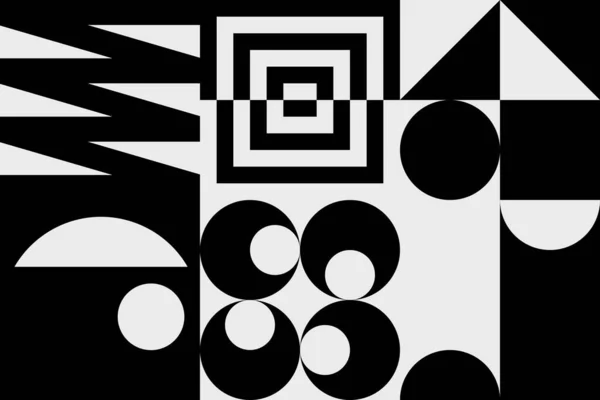 Modèle Vectoriel Abstrait Géométrique Simple Avec Des Formes Noires Blanches — Image vectorielle