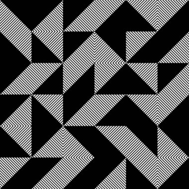 Siyah ve beyaz şekilli basit geometrik soyut vektör deseni. Geometrik grafik kompozisyonu, web tasarımı, kartvizit, davetiye, poster, tekstil baskısı, arkaplan.