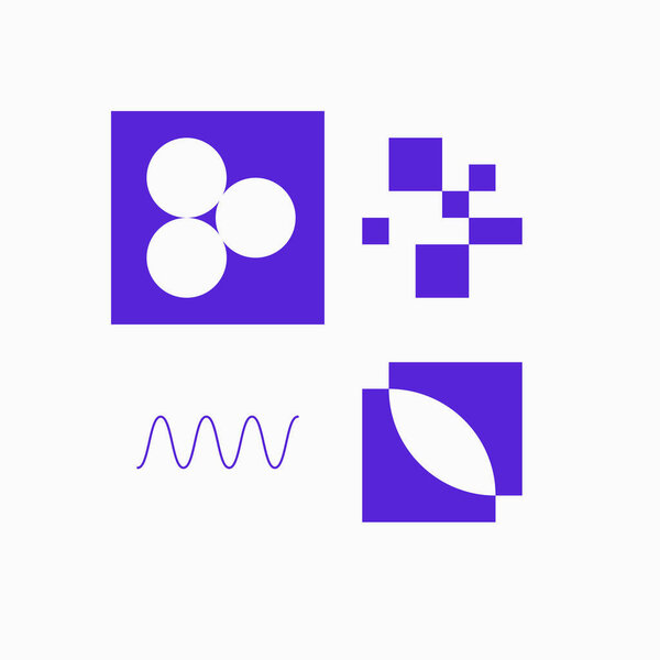 Abstract vector shapes collection of naive hand-drawn elements and simple geometrical forms, useful for web design, poster art, textile design, decorative print, invitation letter, background.