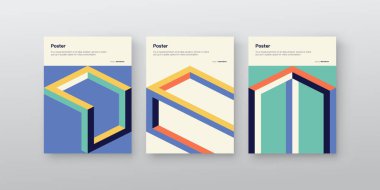 Modern modernizm ve minimalist barbarlık tarzında A4 boyutlu vektör kapağı modelinin postmodern grafik tasarımı, poster sanatı, dergi ön sayfası, dekoratif baskı, web afişi.