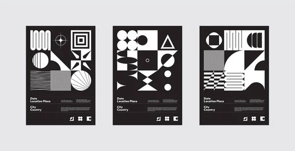 Brutalism Inspired Graphic Design Vector Poster Set Cover Layout Made — Stock Vector