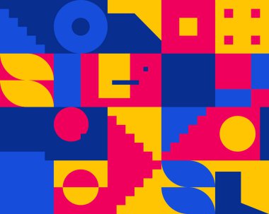 Neo Modernizm, soyut vektör geometrik şekil ve formlarla yapılmış. Basit form cesur grafik tasarımı, web sanatı, davetiye kartları, posterler, baskılar, tekstil, arka plan için kullanışlı.