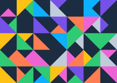 Basit şekilleri ve figürleri olan soyut mozaik sanat tasarımı. Temel form ve elementlerle geometrik desen grafikleri. Web afişi, iş sunumu, marka paketi, kumaş baskısı için mükemmel.