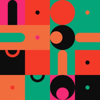 Neo Modernizm, soyut vektör geometrik şekil ve formlarla yapılmış. Basit form cesur grafik tasarımı, web sanatı, davetiye kartları, posterler, baskılar, tekstil, arka plan için kullanışlı.