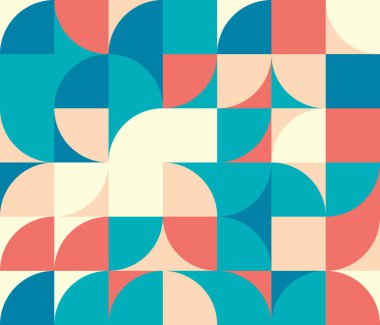 Basit geometrik formlarla kusursuz geometrik desenli tasarım. Büyük renk paleti ile dairesel geometrik vektör grafiği, poster tasarımı, kumaş baskısı, duvar kağıdı, ambalaj kağıdı için kullanışlı.