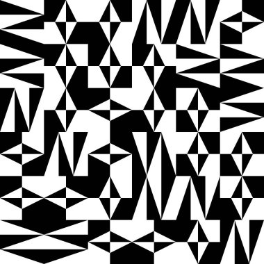 Siyah ve beyaz şekilli basit geometrik soyut vektör deseni. Geometrik grafik kompozisyonu, web tasarımı, kartvizit, davetiye, poster, tekstil baskısı, arkaplan.