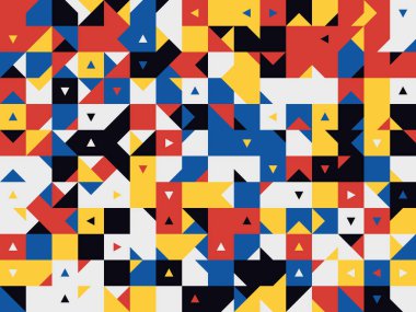 Geometrik şekiller ve elementlerle yapılan soyut sıradışı kompozisyonun modern sanat eserleri. Basit geometri vektörü arka planı web tasarımı, kartvizitler, davetiye, poster, moda baskıları için kullanışlı.